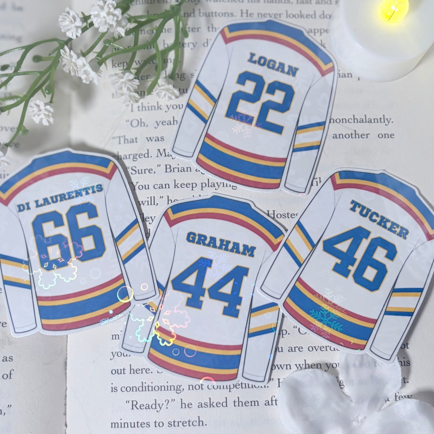 Off Campus inspired Sticker Bundle - Jersey and Quote - Snowflake Finish