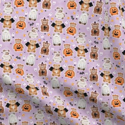 Watercolor Bears Halloween Seamless Pattern Digital Download PNG