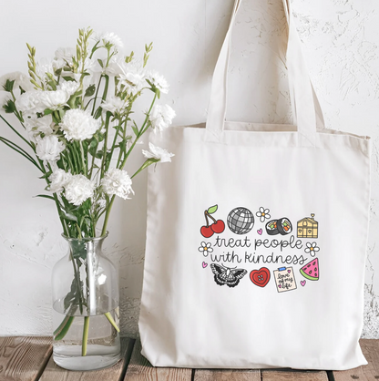 Treat People with Kindness Sublimated Canvas Tote Bag