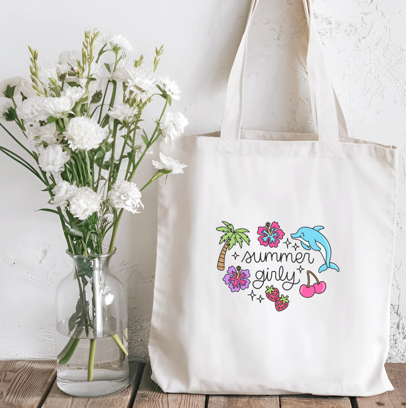 Summer Girly Sublimated Canvas Tote Bag