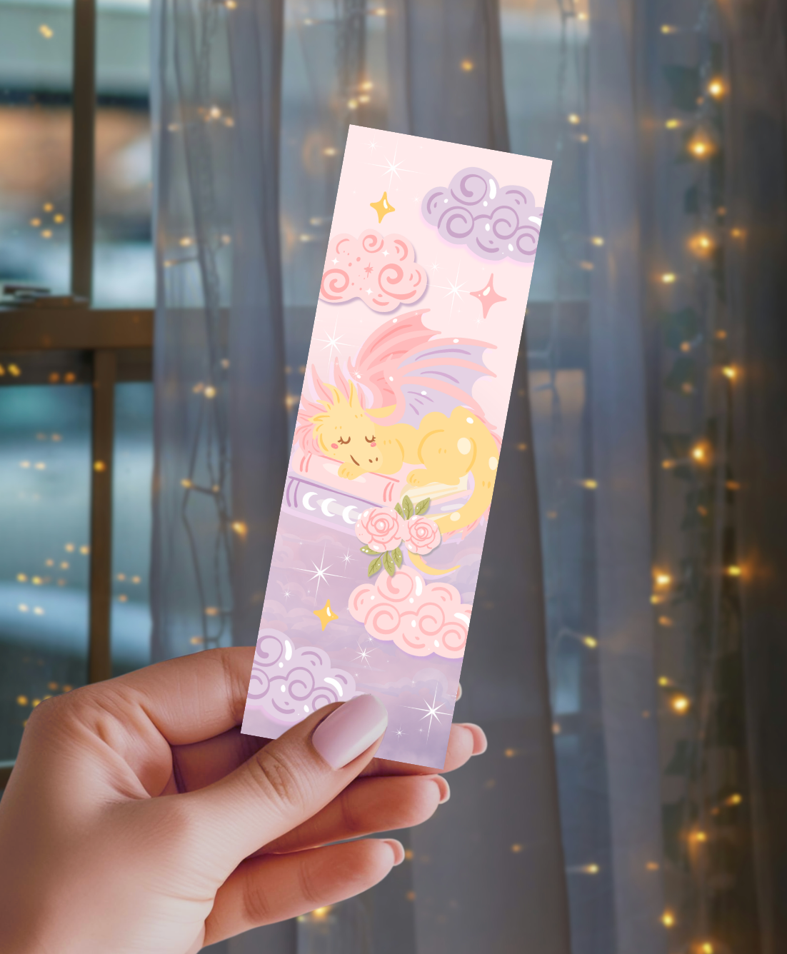 Pastel Book Dragon Bookmark - Star Sparkle Finish