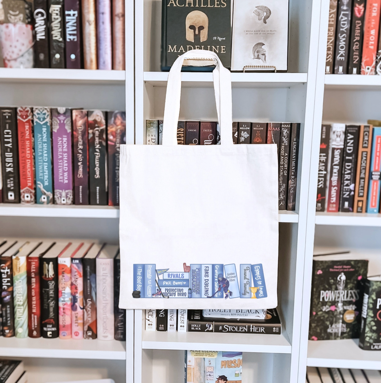 Hockey Bookshelf Double-Sided Sublimated Canvas Tote Bag