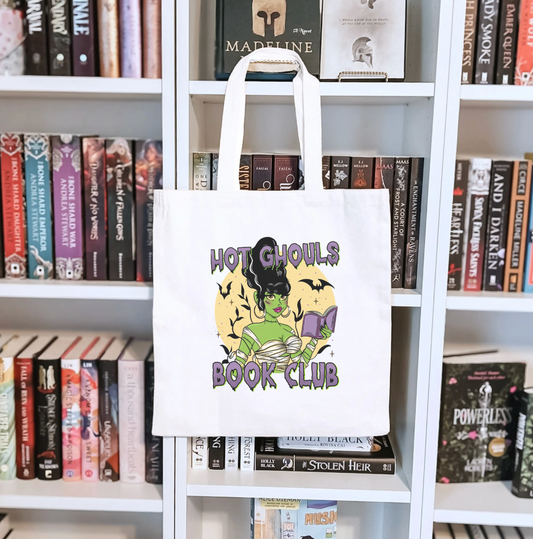 Hot Ghouls Book Club Sublimated Canvas Tote Bag