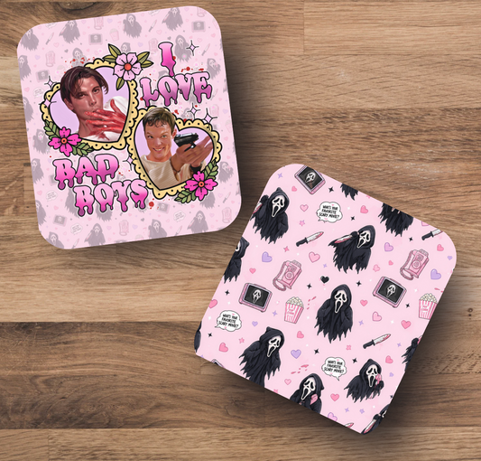 I Love Bad Boys Scream Inspired Coasters - Set of 2