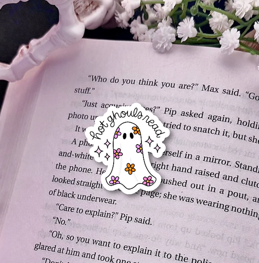 Hot Ghouls Read Ghost Star Sparkle Sticker