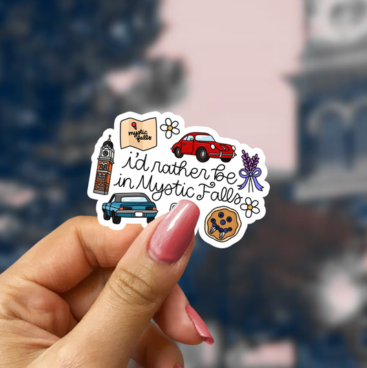 I'd Rather Be in Mystic Falls Star Sparkle Sticker