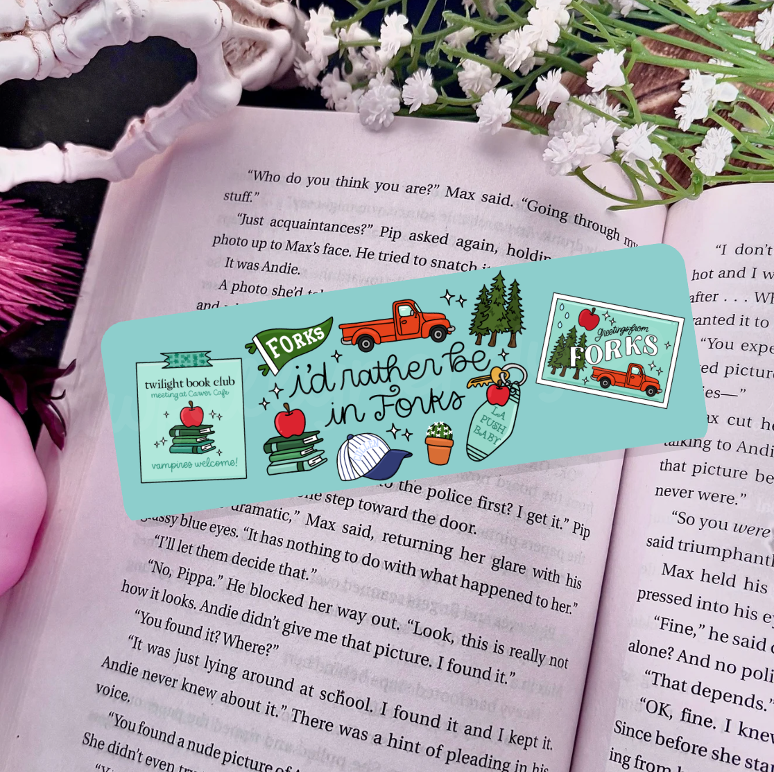 I'd Rather be in Forks Dual-Sided Cardstock Bookmark