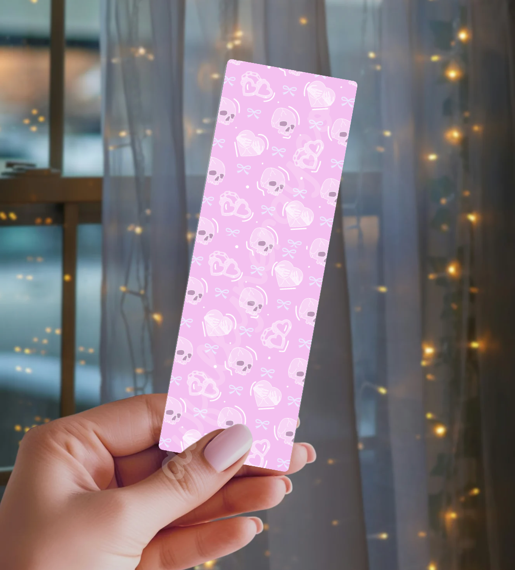 Pink Dark Romance Pattern Laminated Cardstock Sparkle Bookmark