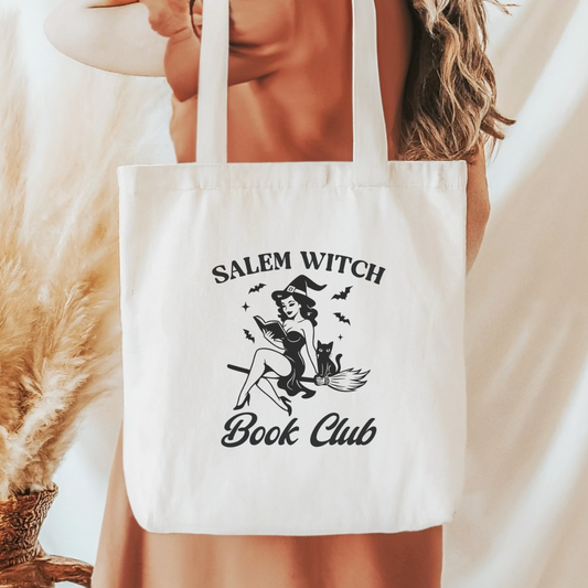 Salem Witch Book Club Sublimated Canvas Tote Bag