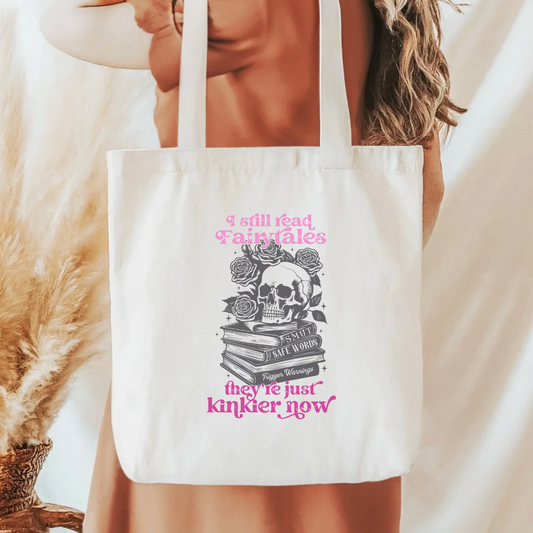 I Still Read Fairytales They're Just Kinkier Now Sublimated Canvas Tote Bag