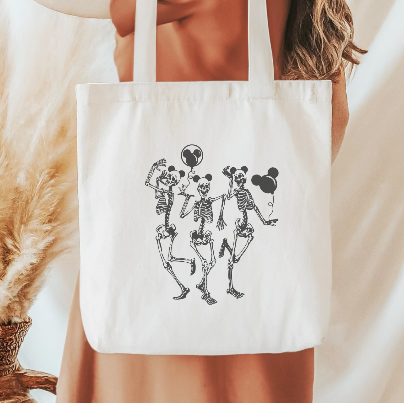 Dancing Skeletons Sublimated Canvas Tote Bag