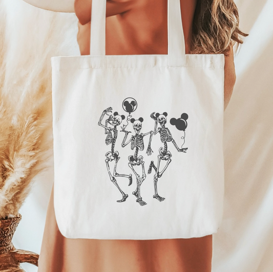Dancing Skeletons Sublimated Canvas Tote Bag