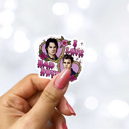 I Love Bad Boys TVD Star Sparkle Sticker