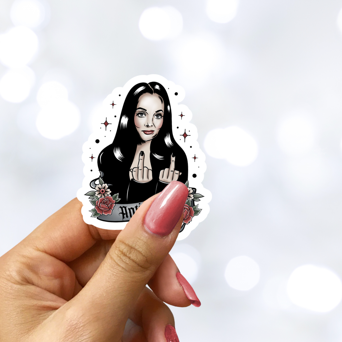 Antisocial Middle Fingers Star Sparkle Sticker