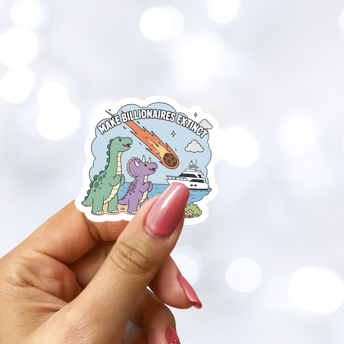 Make Billionaires Extinct Holo Finish Sticker
