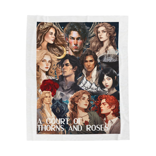 A Court of Thorns and Roses Collage Velveteen Plush Blanket - Awfullynerdy.co