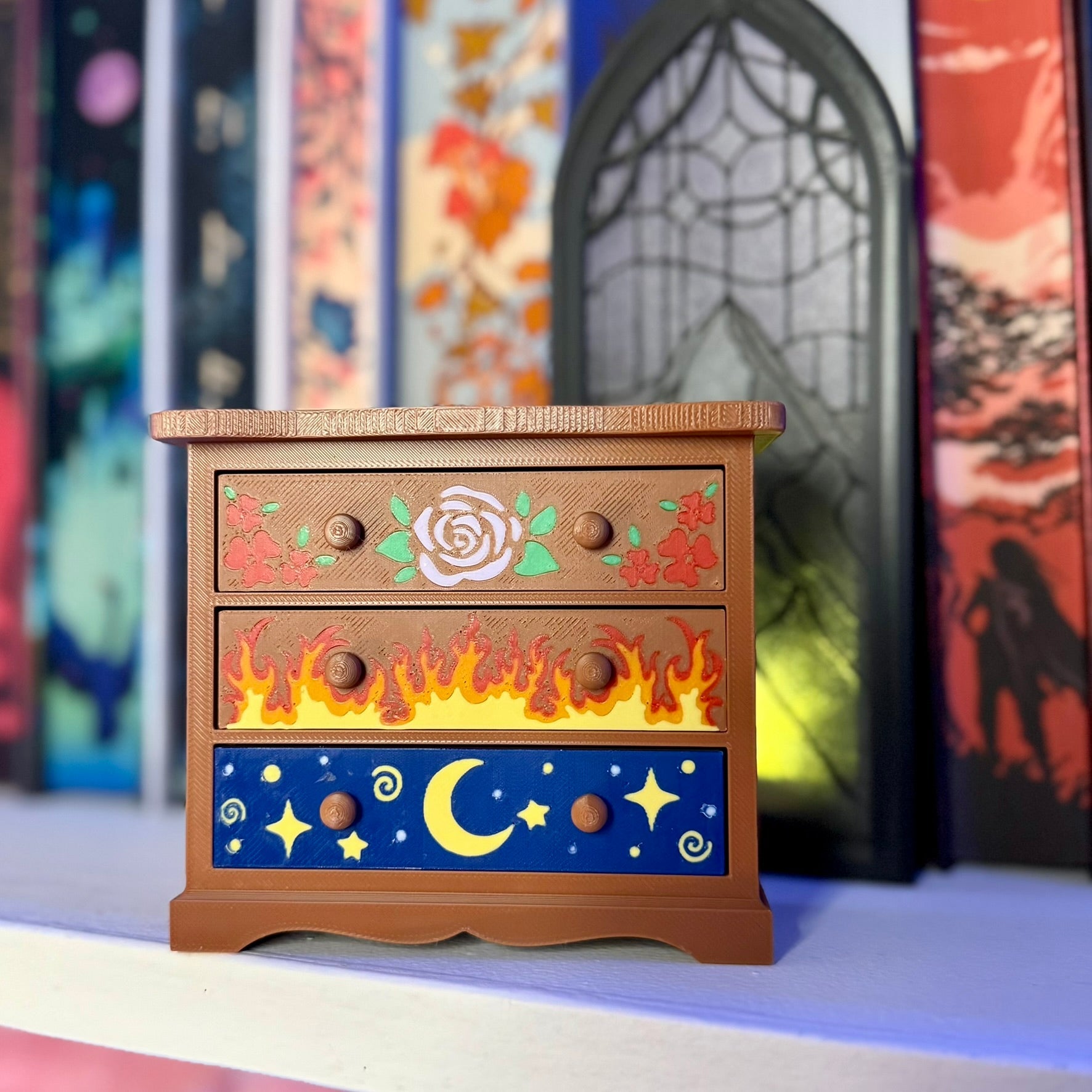 ACOTAR Painted Dresser Bookshelf Decor ACOTAR Painted Dresser Bookshelf Decor