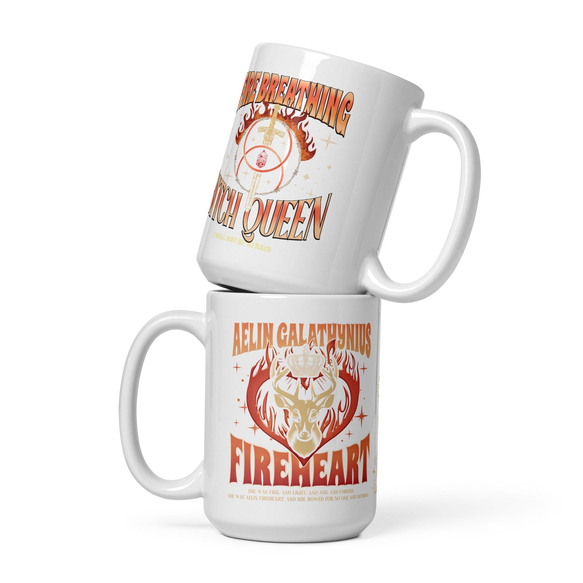 Aelin Fire Breathing B Queen White glossy mug - Awfullynerdy.co