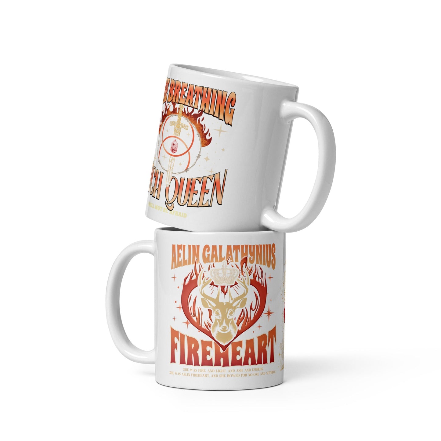 Aelin Fire Breathing B Queen White glossy mug - Awfullynerdy.co