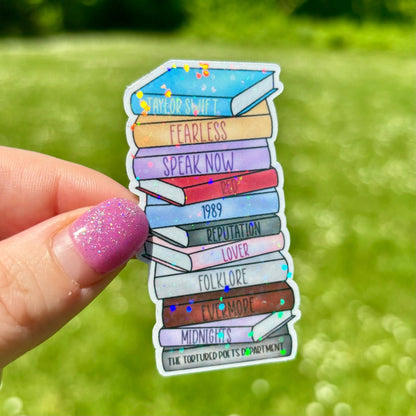 Albums Bookstack Sticker - Awfullynerdy.co