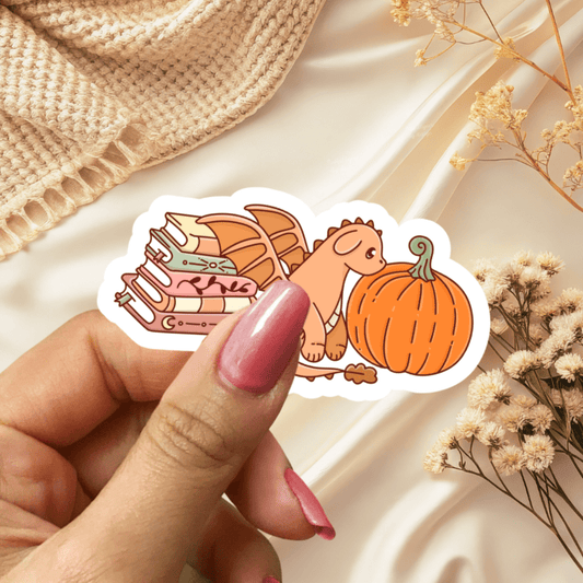Autumn Dragon and Books Sticker - Awfullynerdy.co