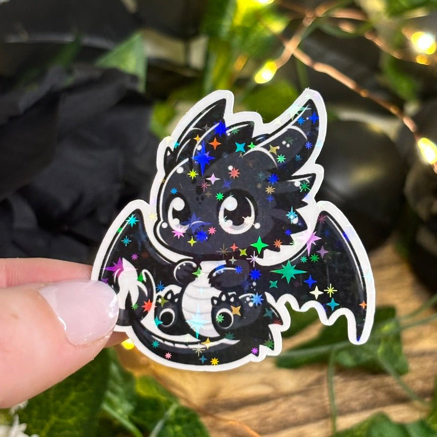 Baby Black Dragon Sparkle Sticker - Awfullynerdy.co