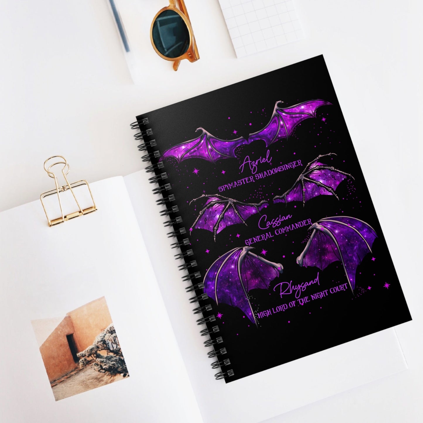 Bat Boys Wings Cassian Azriel Rhysand Spiral Notebook - Ruled Line - Awfullynerdy.co