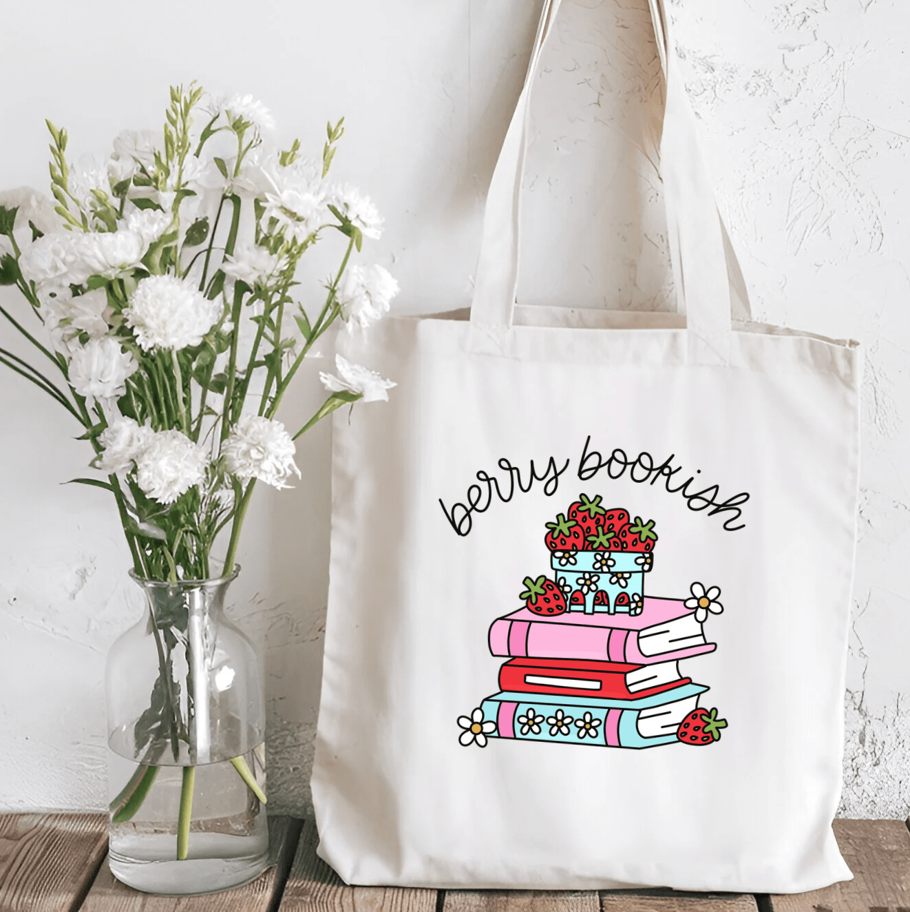 Berry Bookish Sublimated Canvas Tote Bag - Awfullynerdy.co
