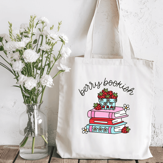 Berry Bookish Sublimated Canvas Tote Bag - Awfullynerdy.co
