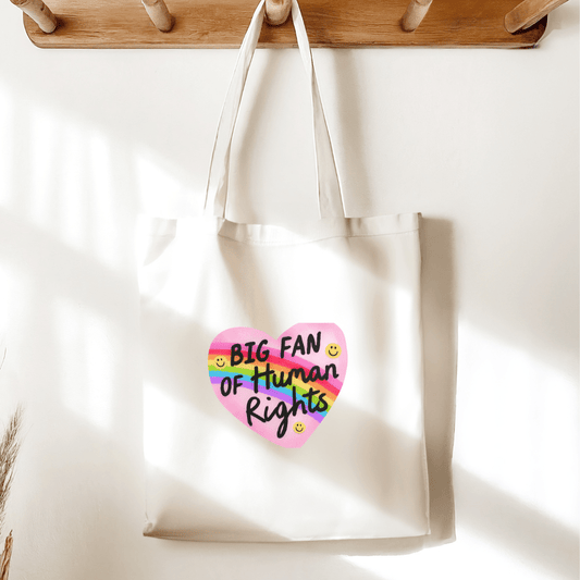 Big Fan of Human Rights Sublimated Canvas Tote Bag - Awfullynerdy.co