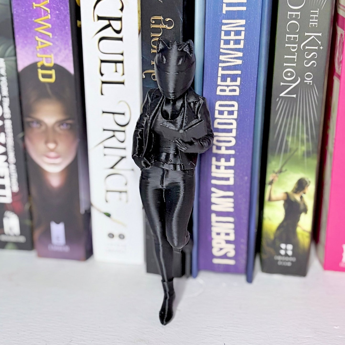 Biker Woman Reading Bookshelf Decor - Awfullynerdy.co