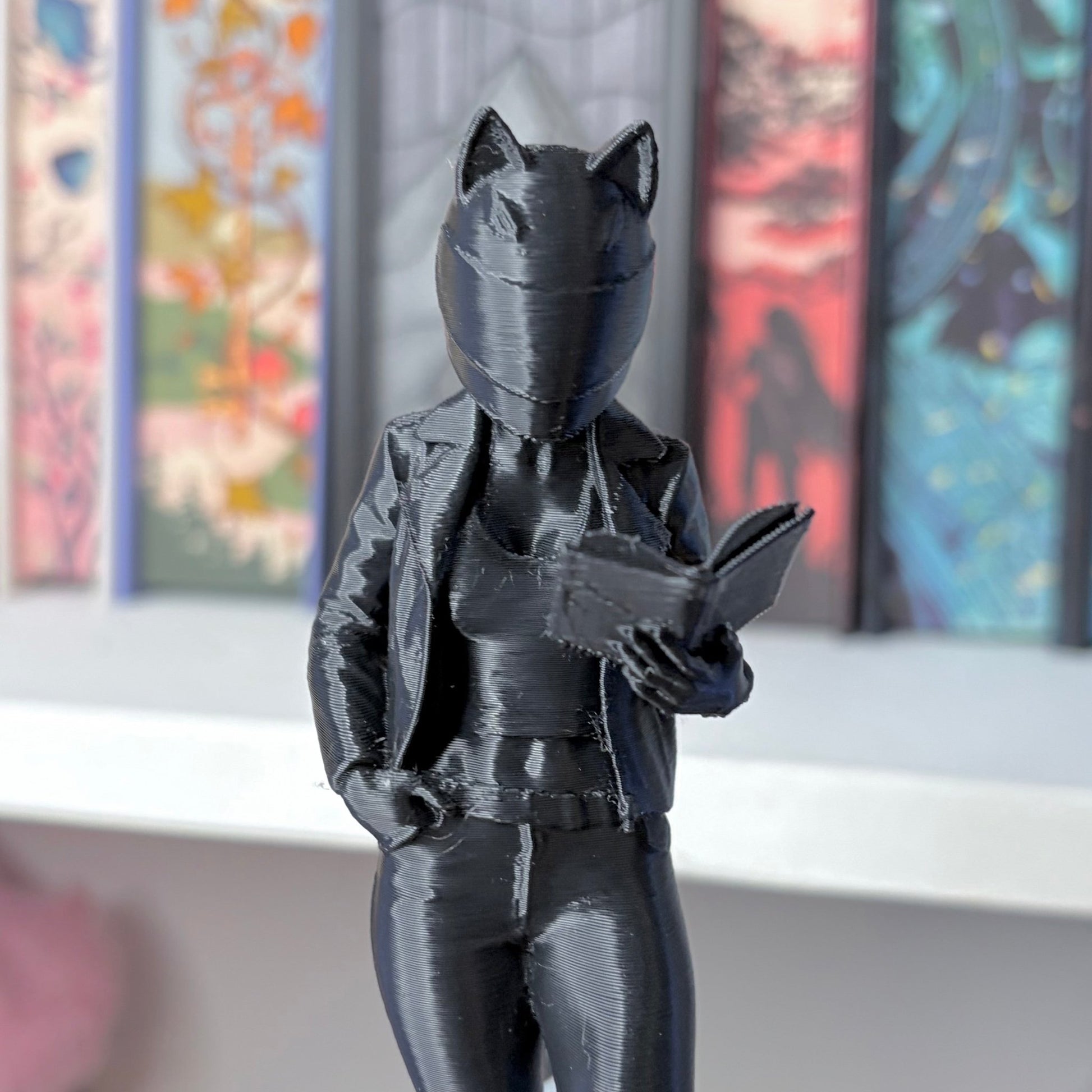 Biker Woman Reading Bookshelf Decor - Awfullynerdy.co