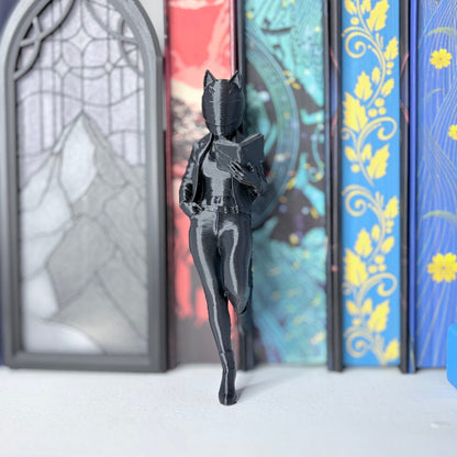 Biker Woman Reading Bookshelf Decor - Awfullynerdy.co