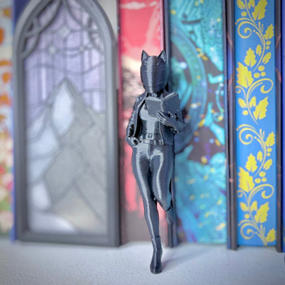 Biker Woman Reading Bookshelf Decor - Awfullynerdy.co