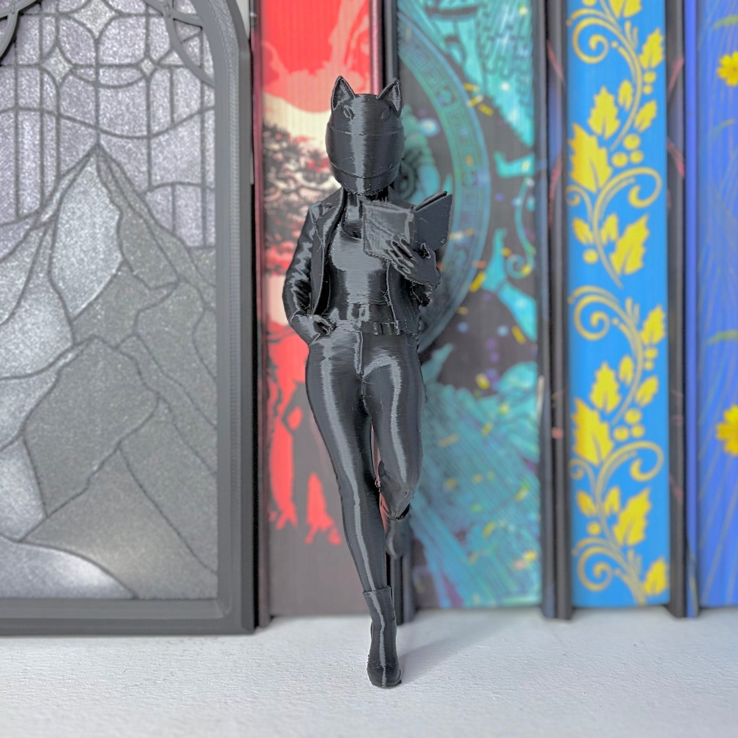 Biker Woman Reading Bookshelf Decor - Awfullynerdy.co