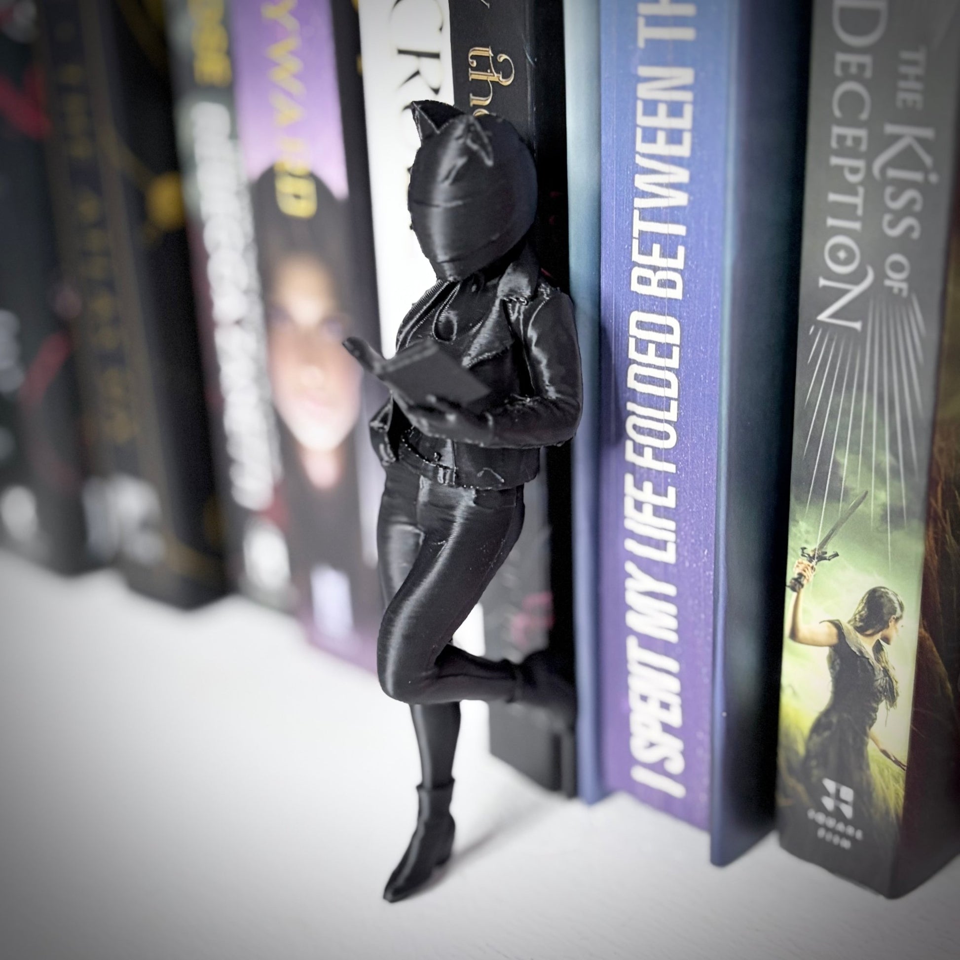 Biker Woman Reading Bookshelf Decor - Awfullynerdy.co