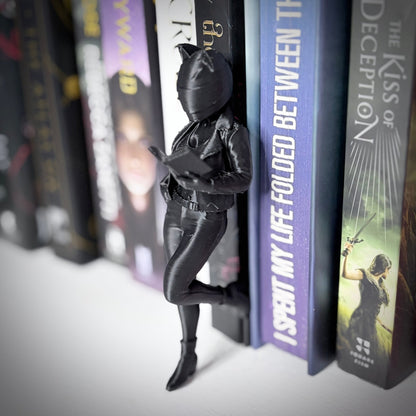 Biker Woman Reading Bookshelf Decor - Awfullynerdy.co