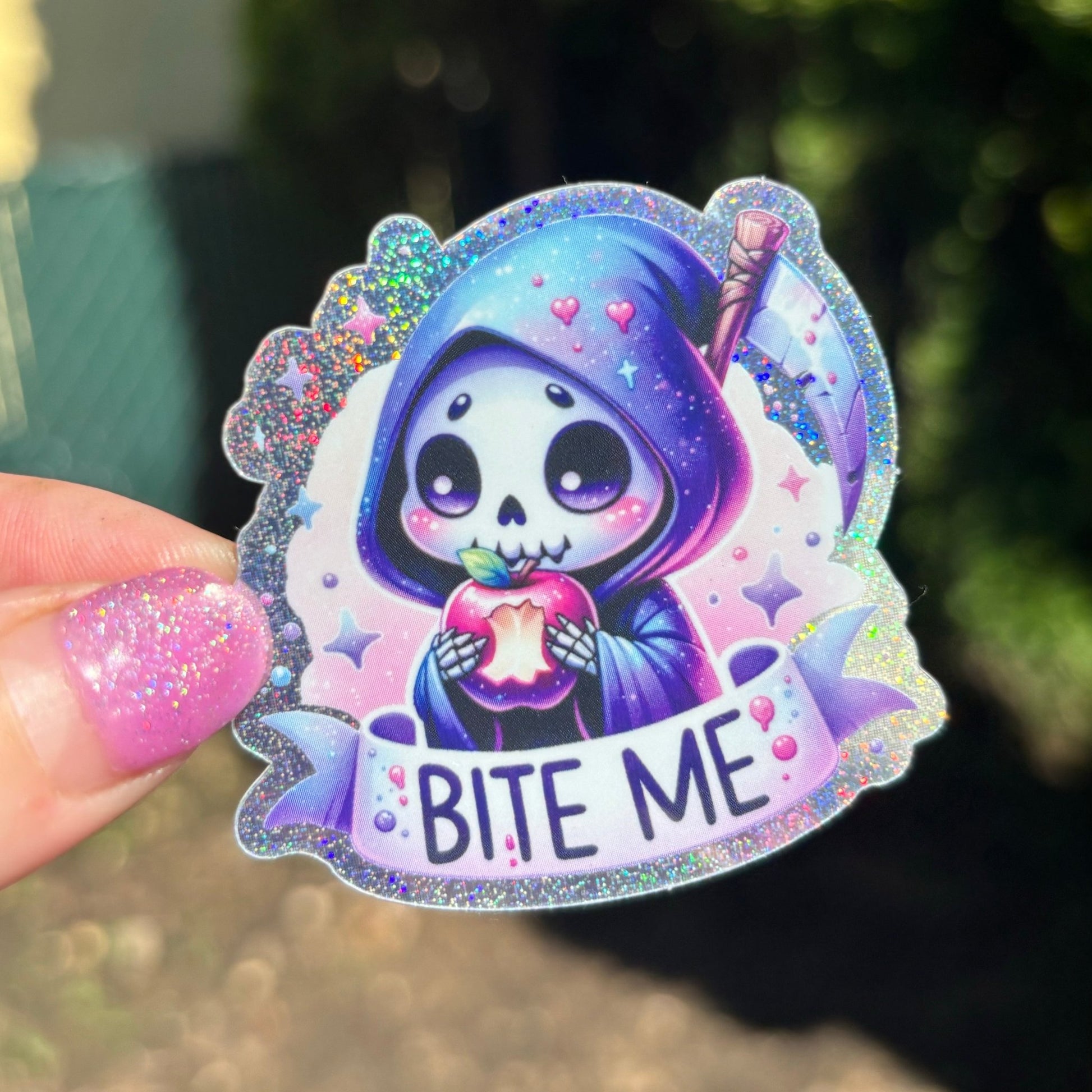 Bite Me Spooky Glitter Sticker - Awfullynerdy.co