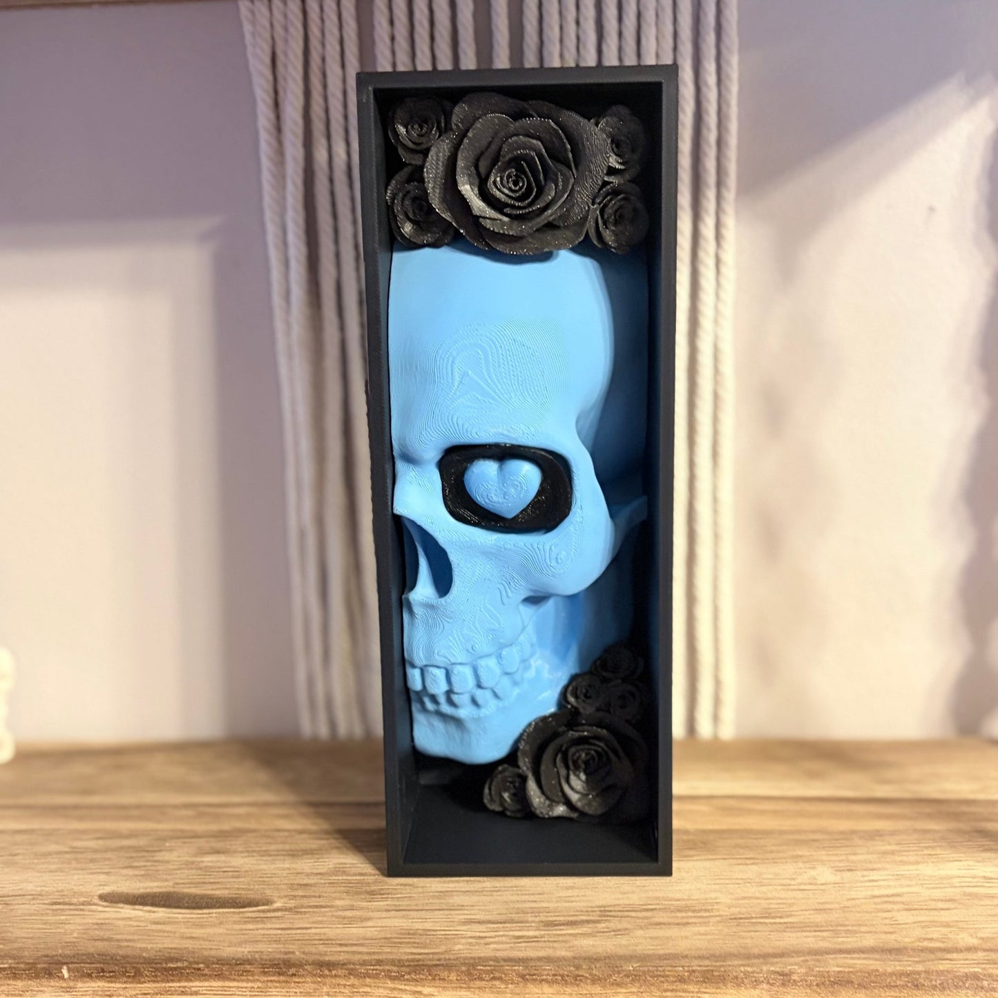 Blue Skull Sparkle Rose Book Nook - Awfullynerdy.co