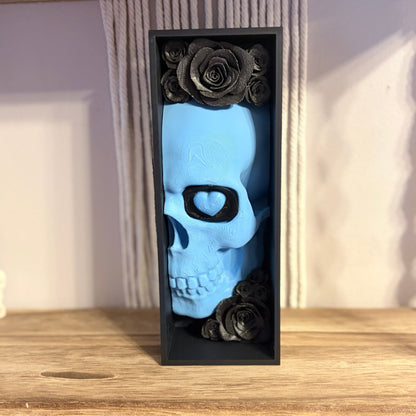 Blue Skull Sparkle Rose Book Nook - Awfullynerdy.co