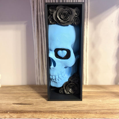 Blue Skull Sparkle Rose Book Nook - Awfullynerdy.co