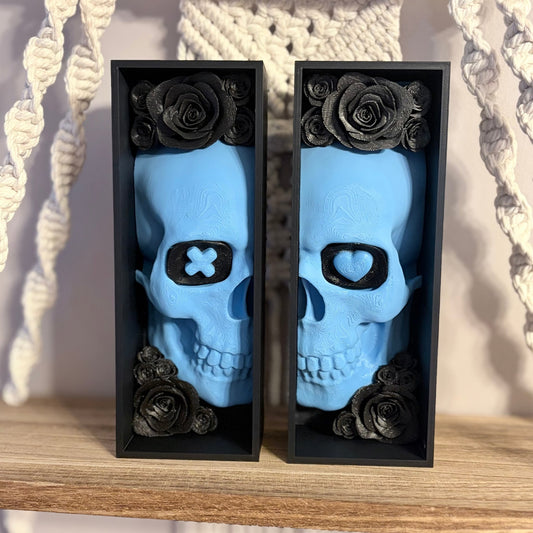 Blue Skull Sparkle Rose Book Nook - Awfullynerdy.co