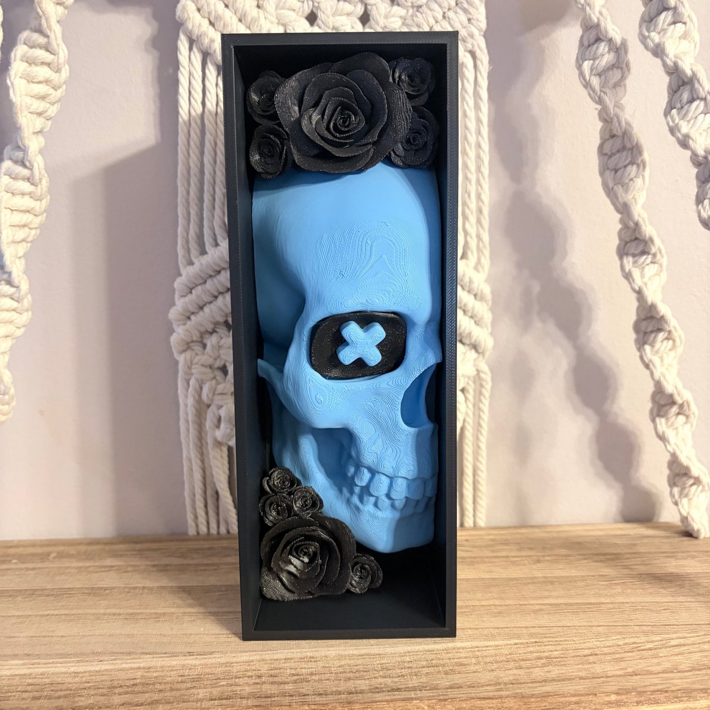 Blue Skull Sparkle Rose Book Nook - Awfullynerdy.co