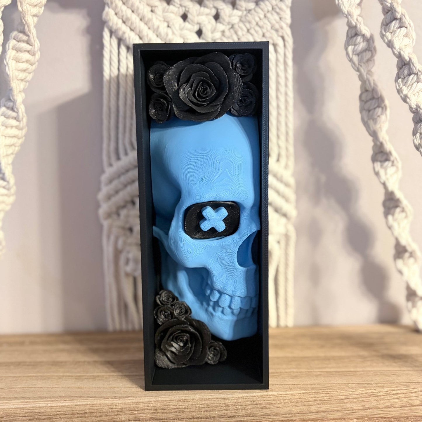 Blue Skull Sparkle Rose Book Nook - Awfullynerdy.co