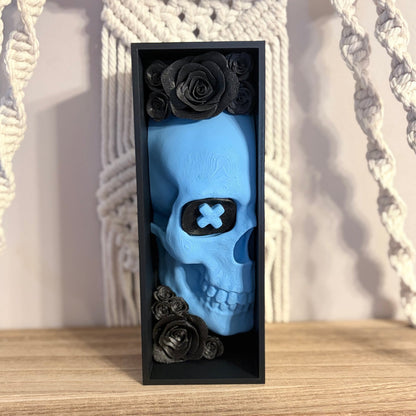 Blue Skull Sparkle Rose Book Nook - Awfullynerdy.co