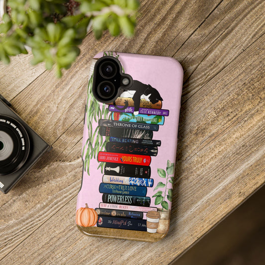 Book Lover Custom 15 Book Stack Magnetic Tough Case, Personalized Phone Cover, Literary Gift, Reader's Phone Protector, Bibliophile Case, - Awfullynerdy.co