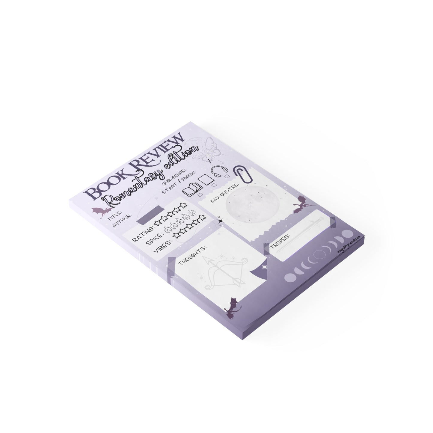 Book Review Sticky Notes - Notepads - Romantasy Edition - Awfullynerdy.co