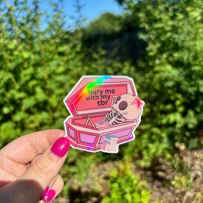 Bury Me With My TBR Skeleton Sticker - Awfullynerdy.co