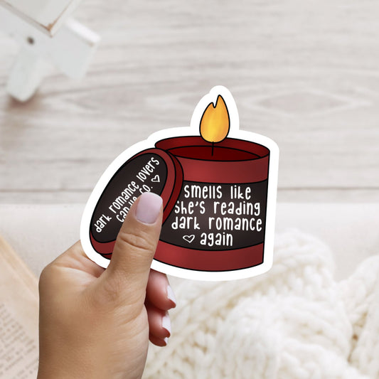 Candle Co Smells Like She's Reading Dark Romance Again Sticker - Awfullynerdy.co