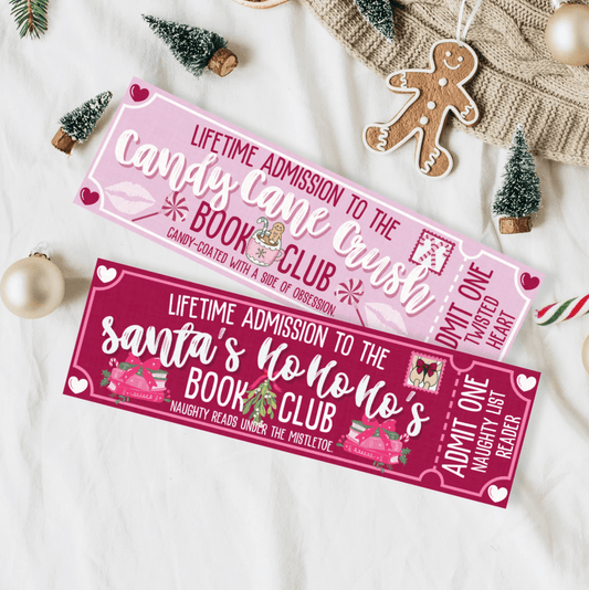 Candy Cane Crush/Santa's Ho Ho Ho's Book Club Dual - Sided Matte Cardstock Bookmark - Awfullynerdy.co
